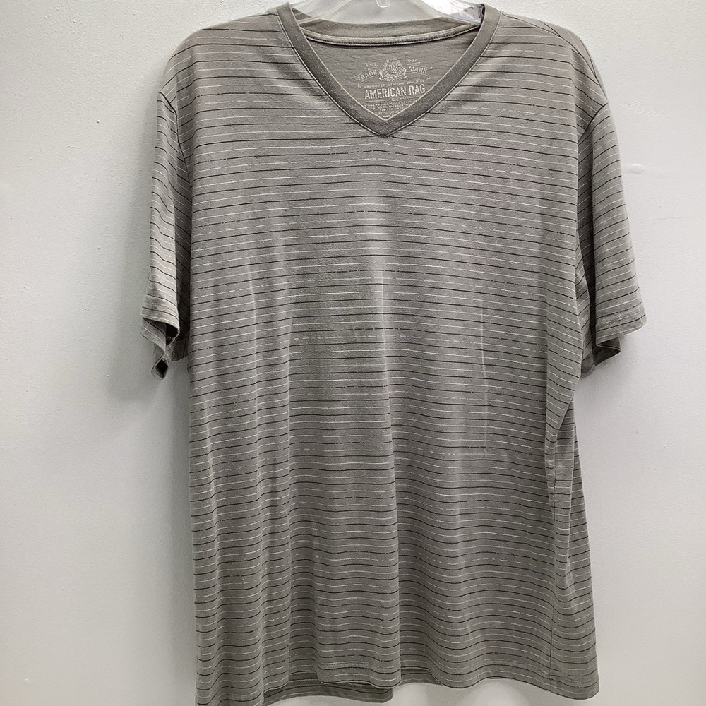 American Rag Striped V-Neck Tee (Preowned)